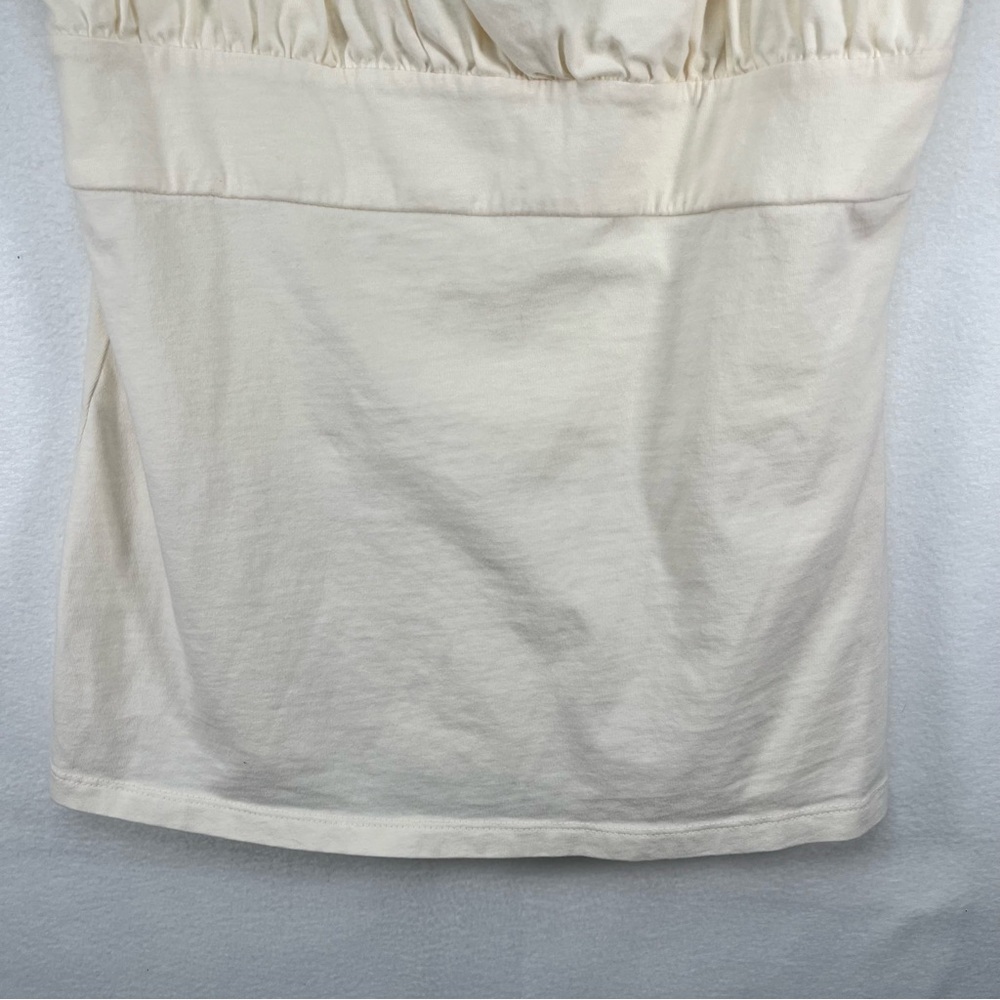 NWOT Ann Taylor Cream Ruched Scoop Neck Empire Waist Tank Top Boho Milkmaid Sz S - Picture 4 of 9